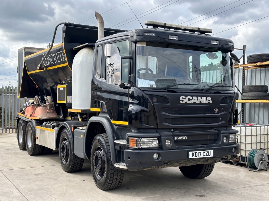 Black Scania Volumetric Readymix Concrete Mixer Truck Bedford (KD17 CZU)